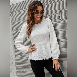 SHEIN white Iridescent threads lined zip back size M